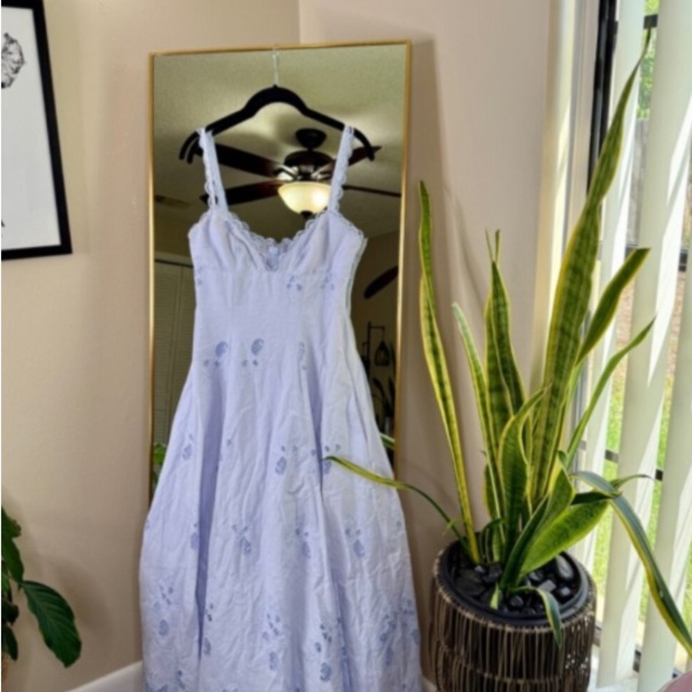 House of CB TATIANA Bluebell Lace + Cotton Broderie Anglais Midi Sundress NWT - Picture 6 of 12